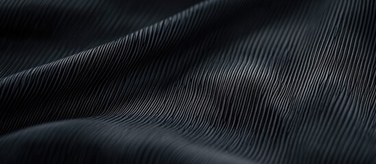 Naklejka premium Black textured fabric with subtle stripes and folds, suitable for background designs, Copy Space available.