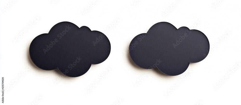 Poster two black cloud-shaped chalkboards on a white background with copy space for text insertion.