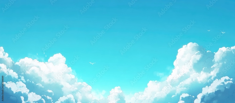 Aufkleber bright blue sky with soft white clouds and copy space for text. ideal for backgrounds and design pro