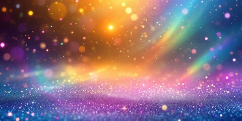 Obraz premium Sparkling glitter, rainbow lights, festive background. Ideal for celebrations