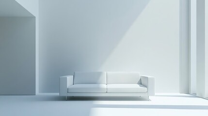 Minimalist interior design featuring a white sofa in a bright, airy space ideal for modern decor inspiration and aesthetic enhancement.