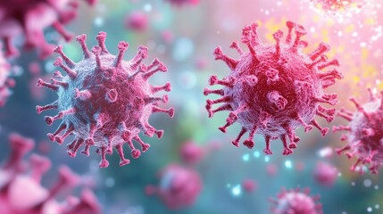 Colorful Illustrations of COVID-19 Viruses Representing Health Precautions and Preventive Measures Against Pandemic Spread