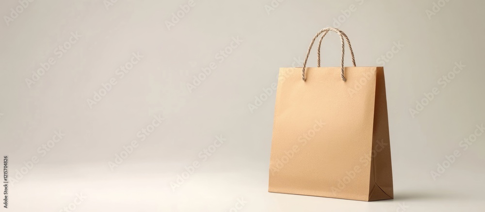 Aufkleber brown paper bag on a neutral background with ample copy space for text placement.