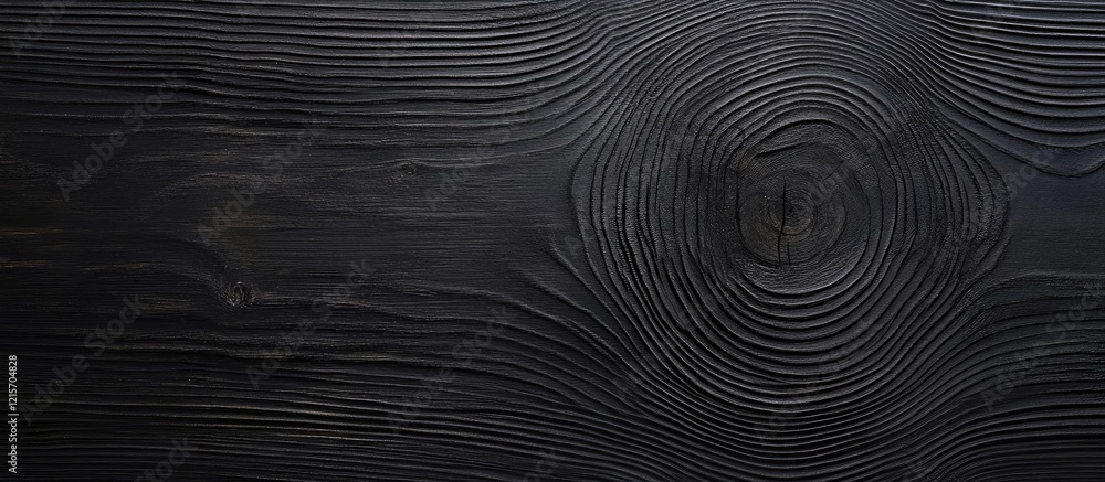 Aufkleber black wooden surface with distinct grain patterns and circular knots, suitable for background or tex