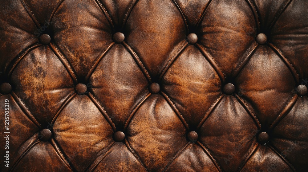Poster rich aged brown leather texture with button tufting ideal for stylish backgrounds and copyspace for 