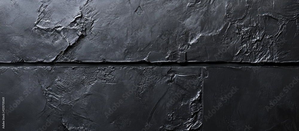 Poster textured black slate surface with uneven patterns and lines, ideal for background use, copy space av