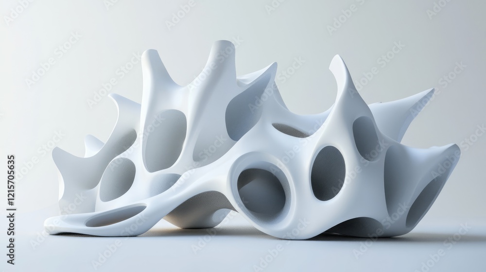 Aufkleber biomorphic sculpture design with white forms and negative space for creative text integration