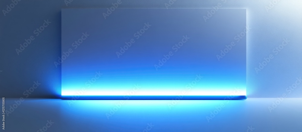 Poster blue abstract background with illuminated horizontal line and copy space for text or design elements