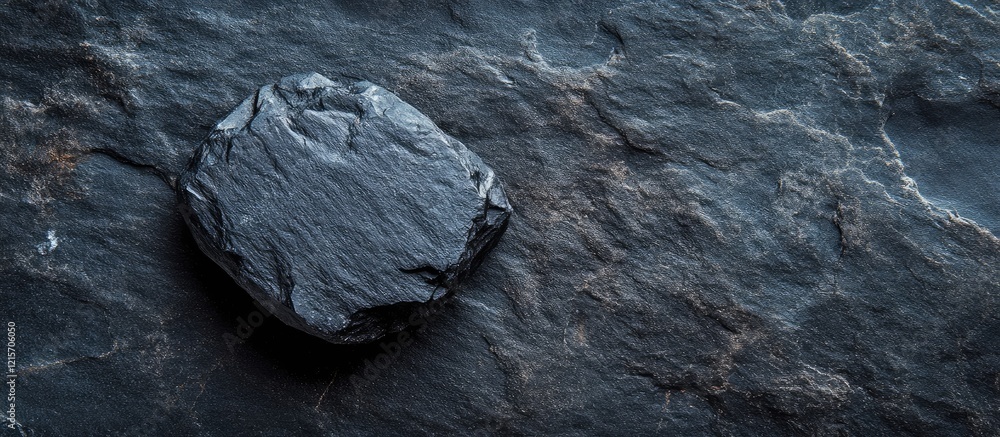 Poster black slate rock on textured slate surface with natural patterns copy space
