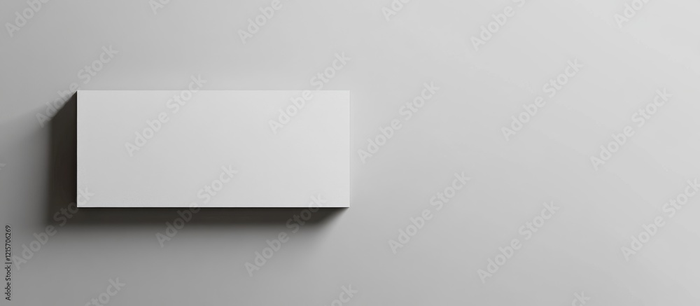Poster minimalist white rectangular box on a gray background with soft shadows and copy space for text or d