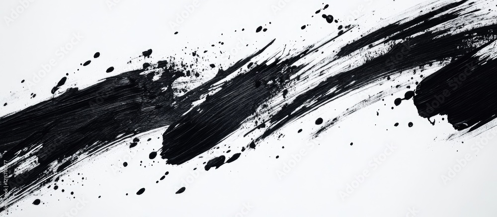 Aufkleber abstract black ink splash on white background with copy space for text or design elements.