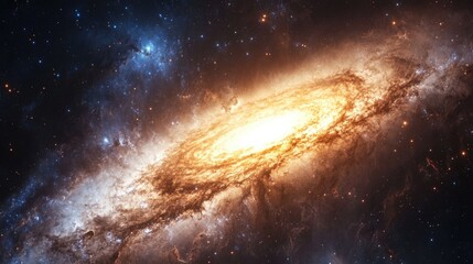 Vibrant Astrophotography of a Spiral Galaxy with Ample Copyspace for Text Integration and Creative Use