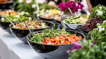 Colorful Salad Bar Buffet Displaying Fresh Ingredients