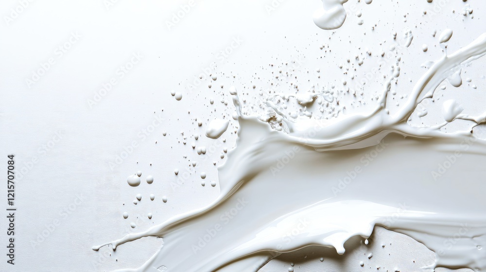 Aufkleber elegant white liquid splash on a smooth surface with droplets and space for text placement ideal for