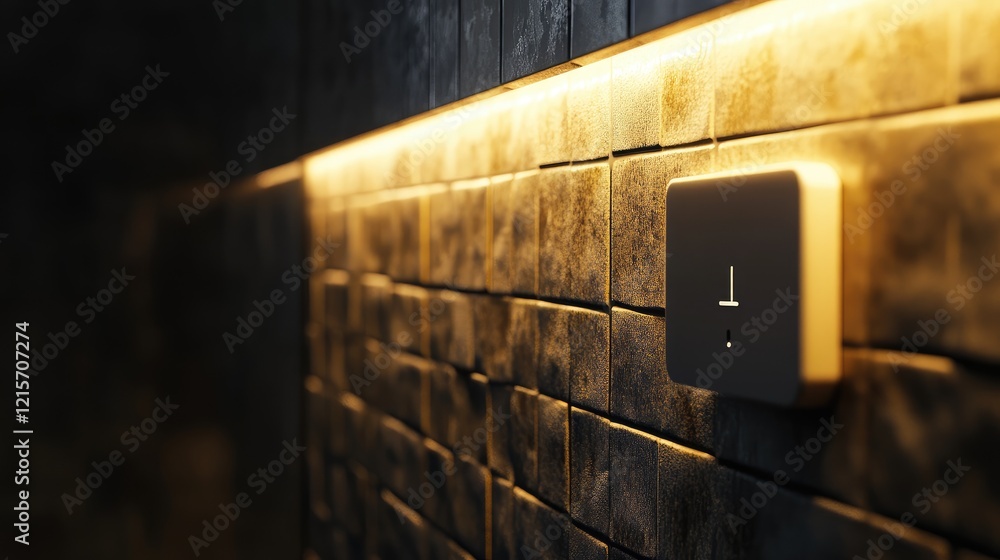 Poster matte wall tiles with subtle shading and modern light switch in a softly lit interior showcasing nat