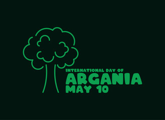 International Day of Argania. May 10. Line design tree icon. Flat design vector.