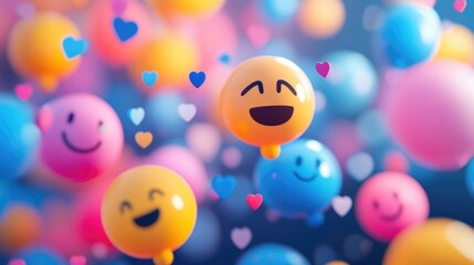 AI Powered Social Media Sentiment Analysis with Colorful Emoji Background and Empty Space for Text Integration