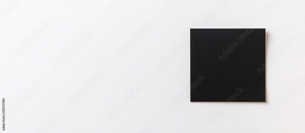 Poster minimalistic black notebook on white background with copy space for text placement
