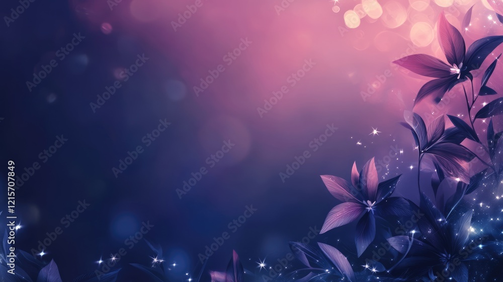 Aufkleber abstract floral design with purple hues and soft bokeh background ideal for text placement and creat