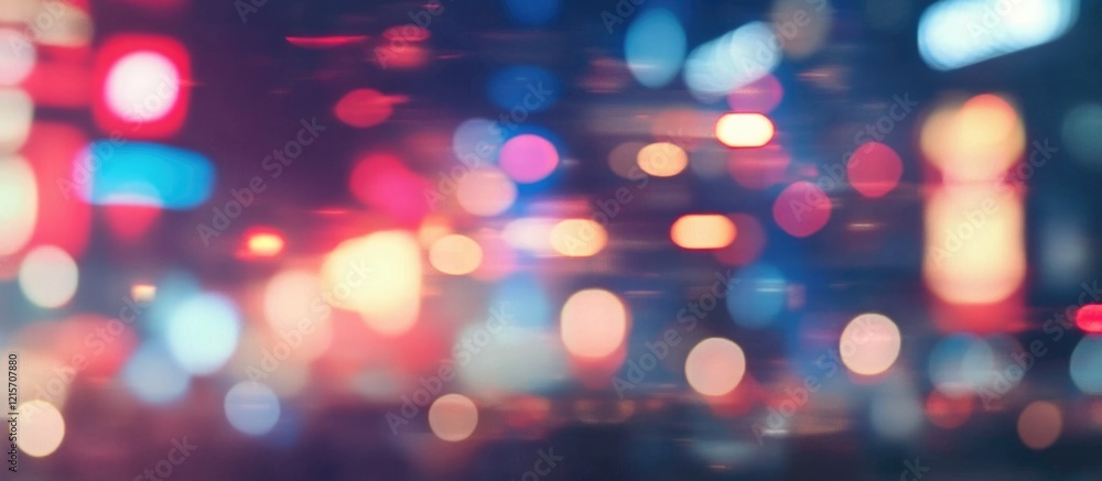 Poster abstract bokeh city lights in motion with colorful illuminated background and blurred effect copy sp