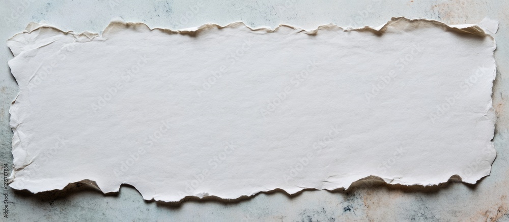 Poster torn edge white paper on textured background with copy space for text or design elements.