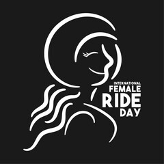 International Female Ride Day. On the first Saturday in May. Black background. Poster, banner, card, background.