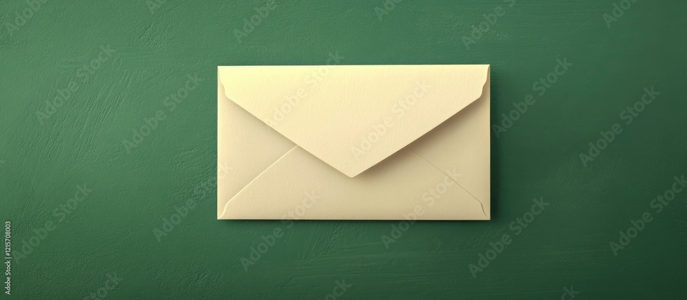 Poster closed envelope on a green chalkboard background with copy space for text or design elements
