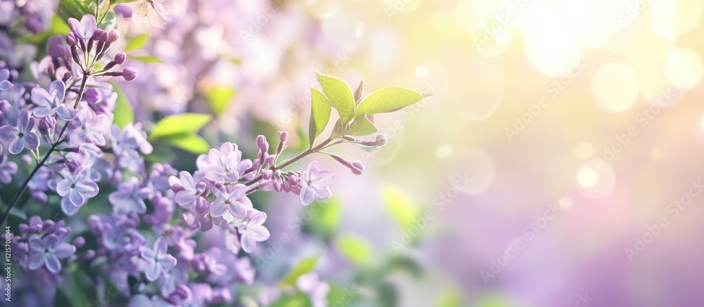 Aufkleber spring floral background with lilac and green hues creating a soft abstract gradient and blurred tex