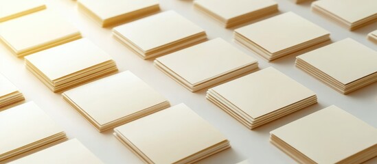 Yellow sticky notes arranged in a grid pattern on a white surface with soft natural light copy space for text insertion