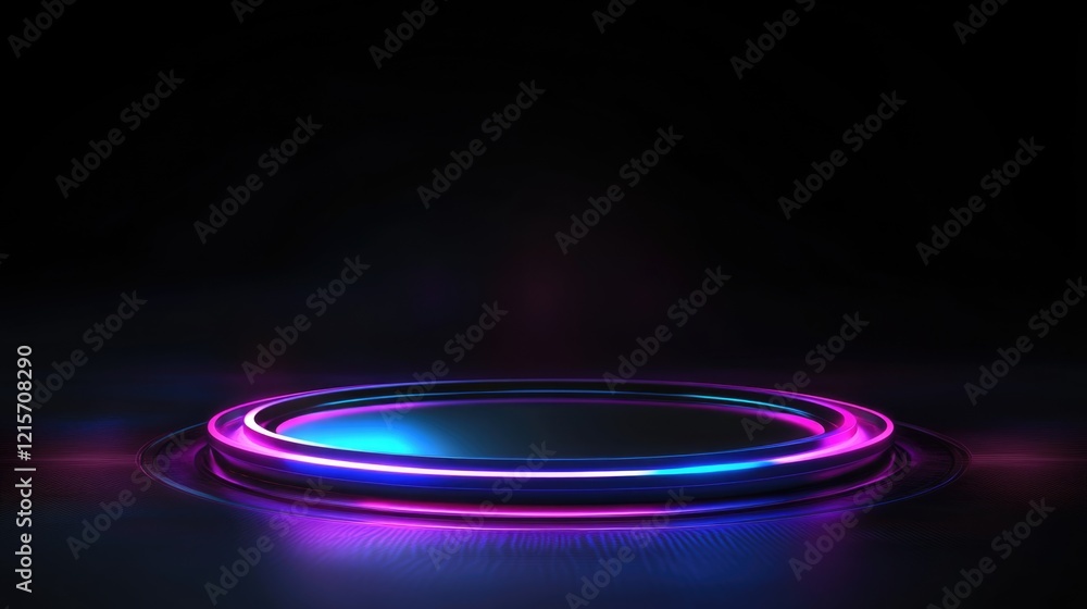 Poster futuristic ai hologram abstract background with circular light effects and blurred focus for text pl