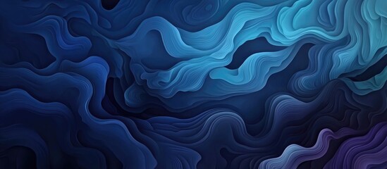Obraz premium Abstract fluid wave texture in deep blue and teal tones with smooth curves and layers designed for backgrounds or digital displays Copy Space