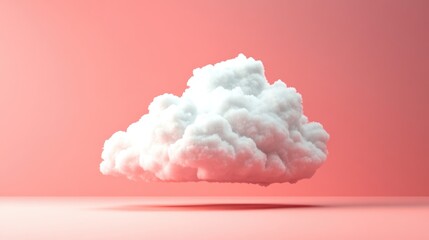 Cloud Computing Conceptual Illustration on Pink Background with Space for Text Placement