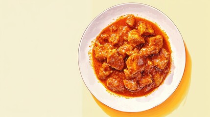 Delicious butter chicken curry served on a plate with aromatic spices perfect for lunch or dinner featuring empty space for text placement
