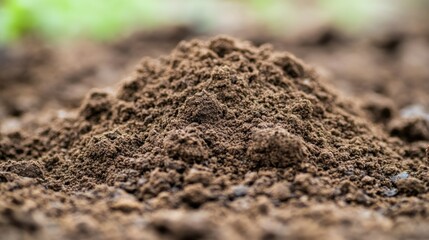 Rich soil mound, garden background, planting