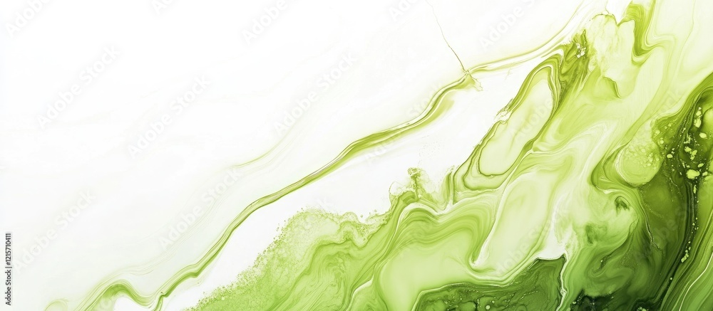 Poster abstract green fluid art background with smooth waves and curves copy space