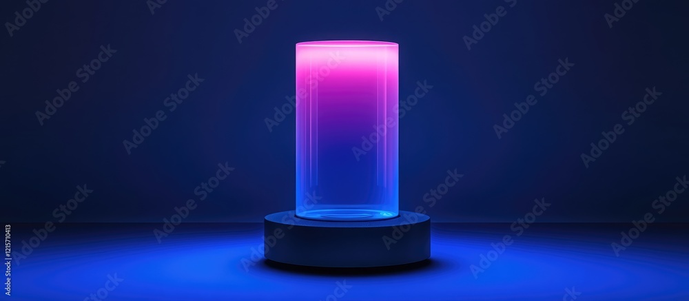 Aufkleber abstract minimalist cylinder display under uv light for product showcase with empty copyspace and gr