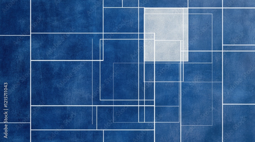 Aufkleber geometric architectural blueprint background featuring deep blue tones and white squares for versati