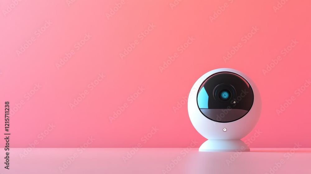 Poster ai enhanced webcam on pink background for video conferencing with copy space for text placement