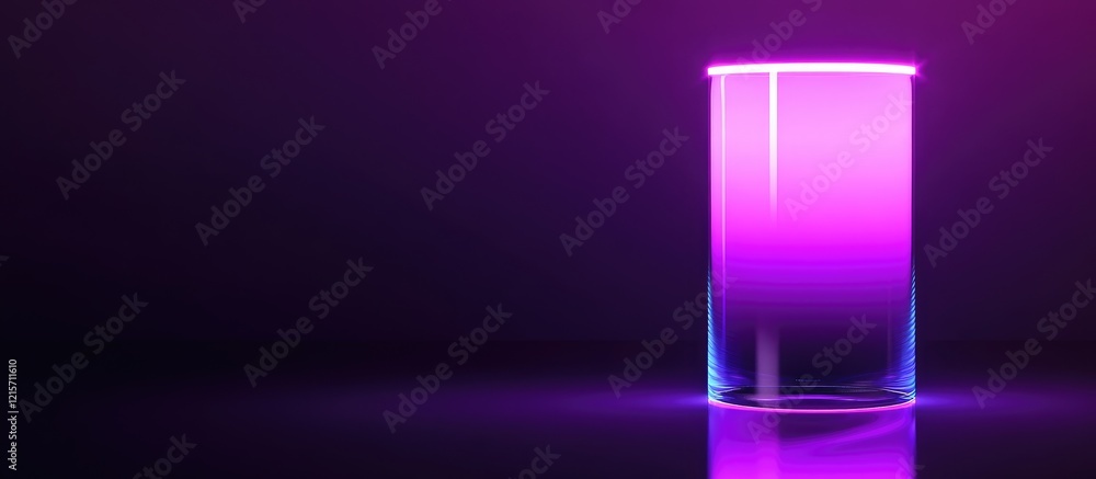 Poster minimalist cylinder display under uv light for product presentation with gradient background and spa