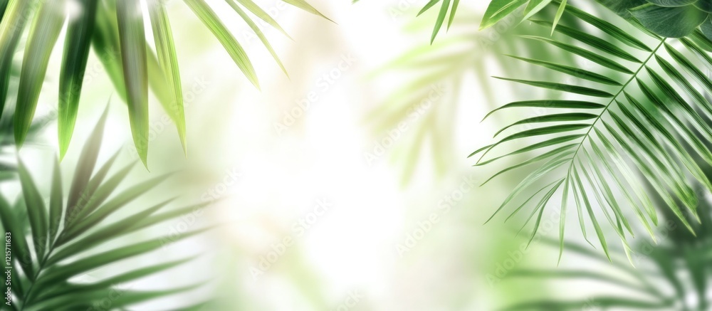 Poster tropical palm leaves banner with light and shadow effects ideal for web templates featuring empty co