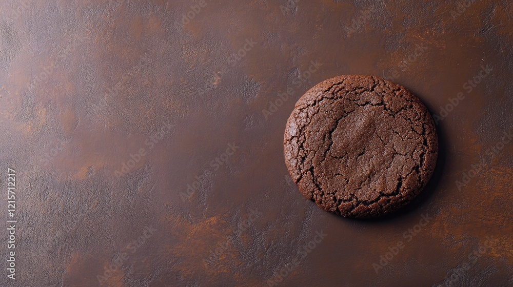 Aufkleber chocolate cookie on a textured brown background with copy space for text placement