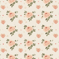 A charming seamless floral illustration with pastel roses and lush foliage. Perfect for creating delicate fabrics, romantic gift wrap, and wedding-themed designs.






