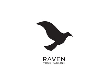 Raven bird silhouette logo, simple raven bird logo, black raven vector template