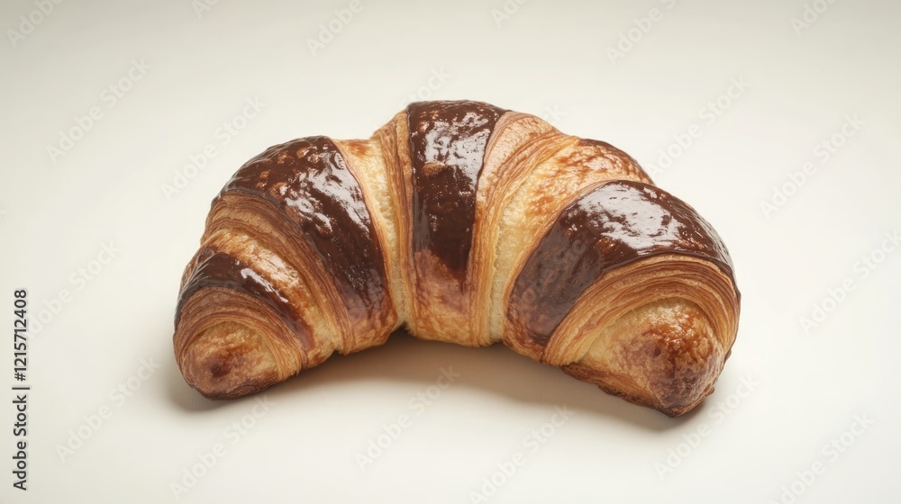 Aufkleber chocolate croissant isolated on plain background with copy space for text placement