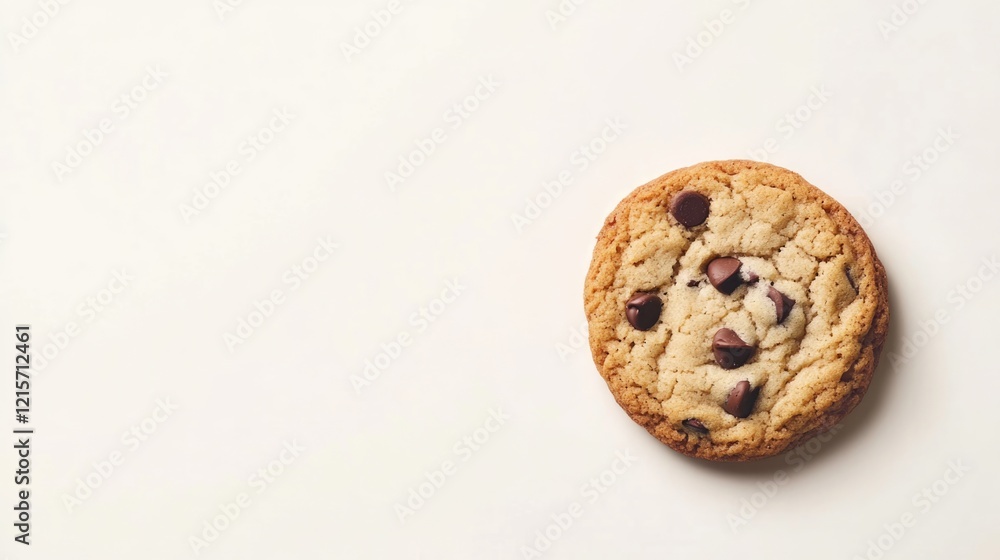 Poster chocolate chip cookie on a light background with copy space for text and design elements. horizontal