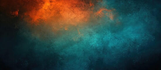 Obraz premium Abstract colorful background with orange and teal smoke texture and gradient design featuring copy space for text placement