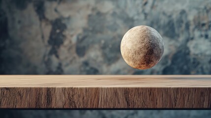 Balancing Innovation and Data Protection in AI with Floating Sphere Over Wooden Surface and Text Space for Messaging