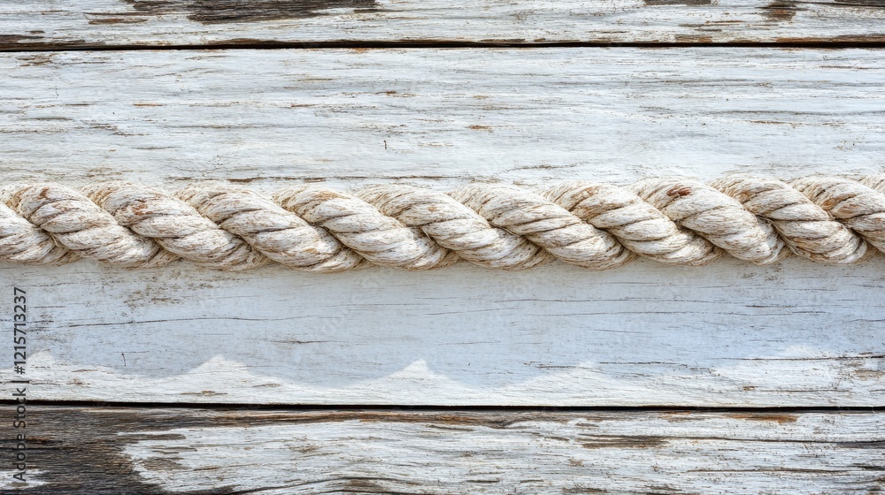 Poster rustic white wood background with twisted rope for text overlay and design elements in natural aesth