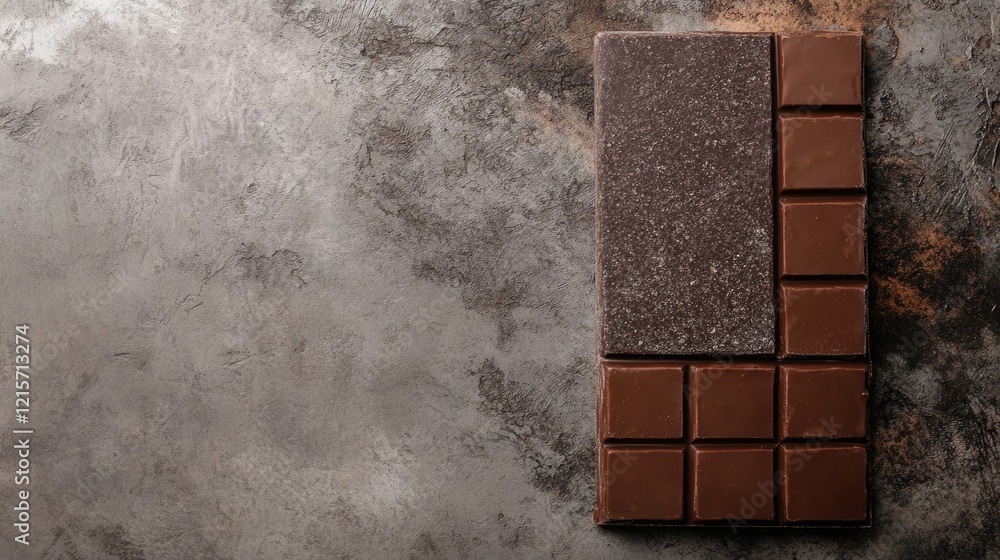 Poster chocolate bars on textured background with copy space for text. top view of dark and milk chocolate 