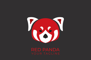 Red panda silhouette logo, simple red panda logo with gradient, cute red panda vector template